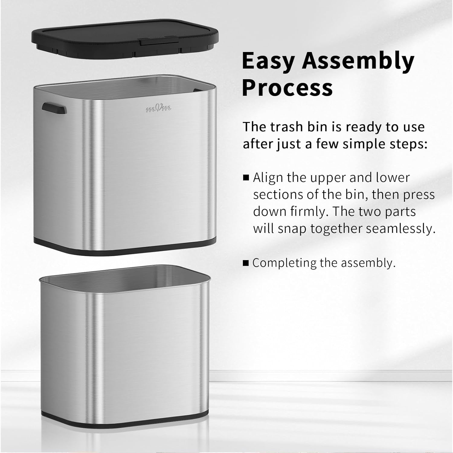 70L Kitchen Trash Bin | Stainless Steel Large Garbage Bin with Lid
