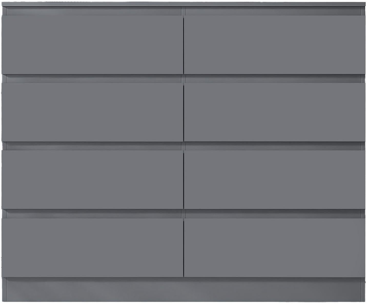 8 Drawer Chest Modern Bedroom Storage Unit Dark Grey Matt Finish XL