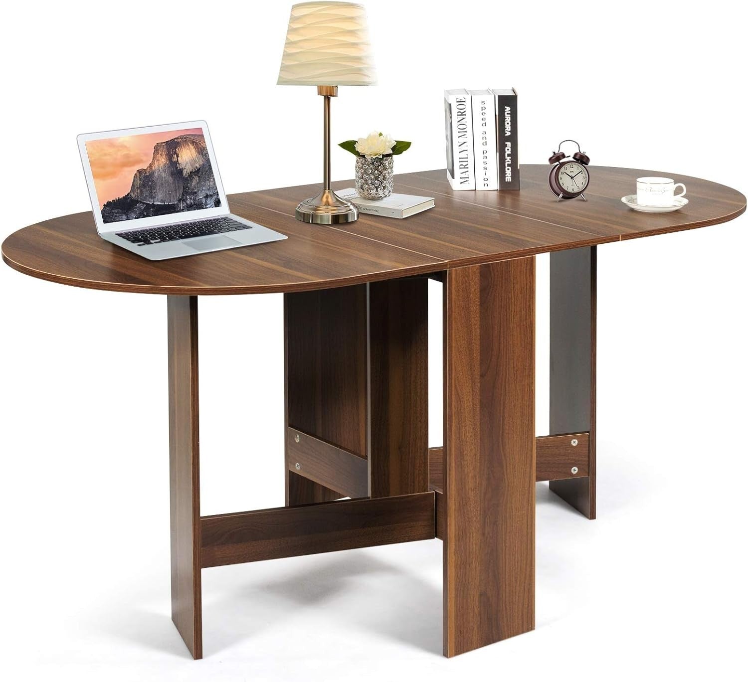 Expandable Folding Drop Leaf Dining Table Wooden Desk Small Space