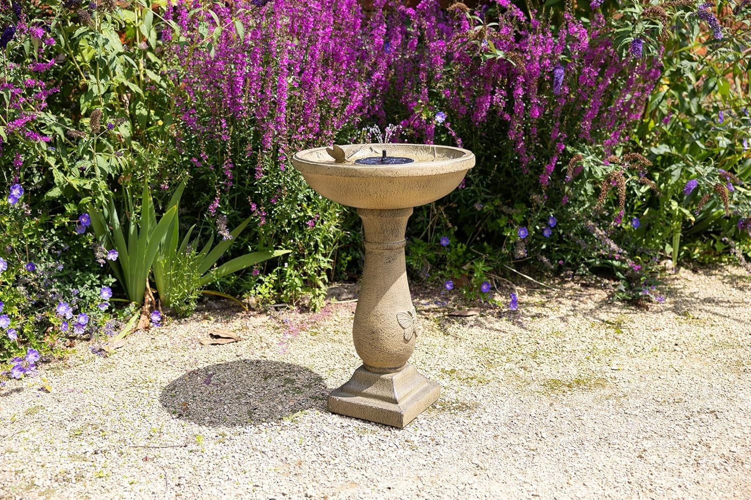 Solar Bird Bath Water Fountain 84cm | LED Light Garden Feature Feeder