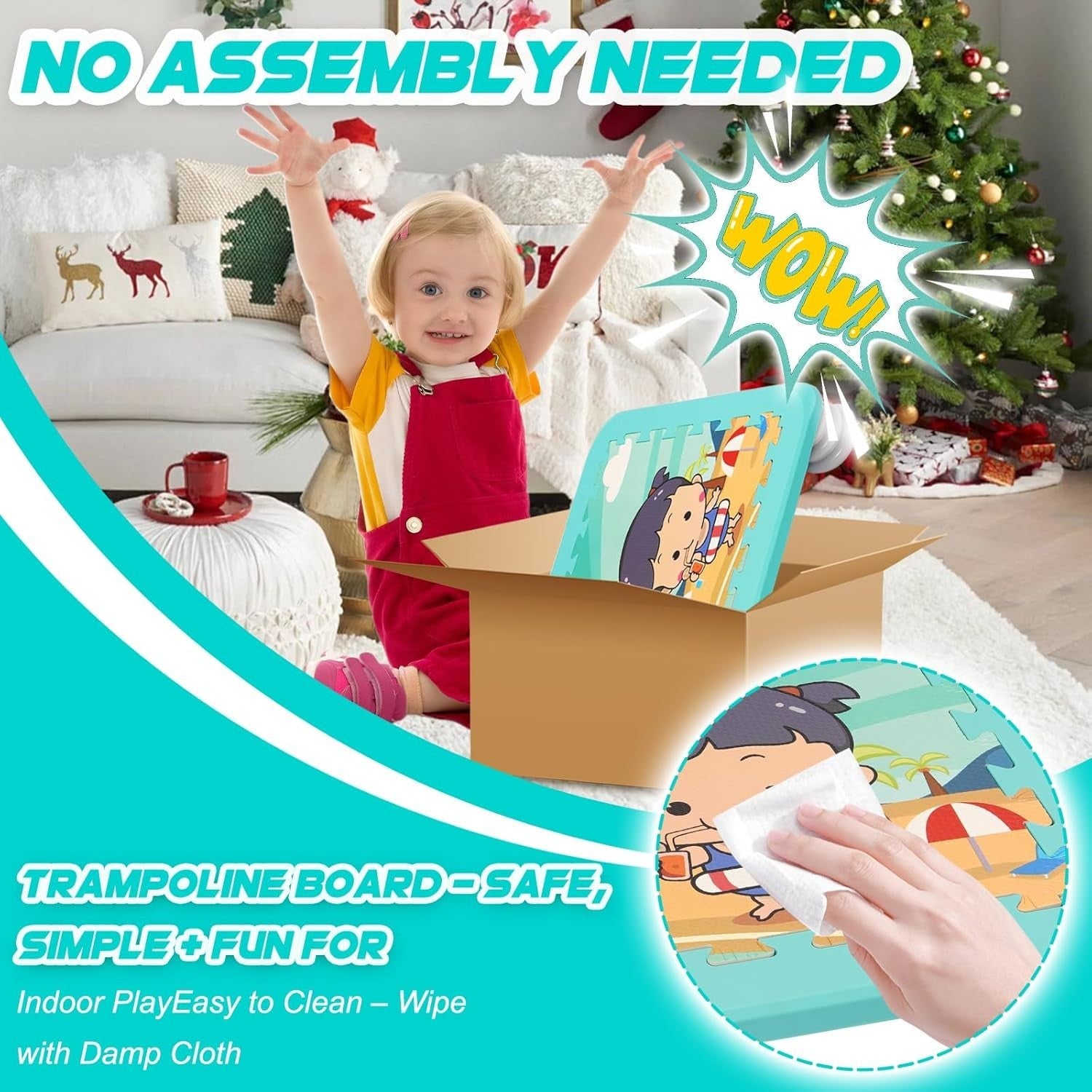 Sensory Trampoline Board for Kids Non-Slip Indoor Outdoor 75KG