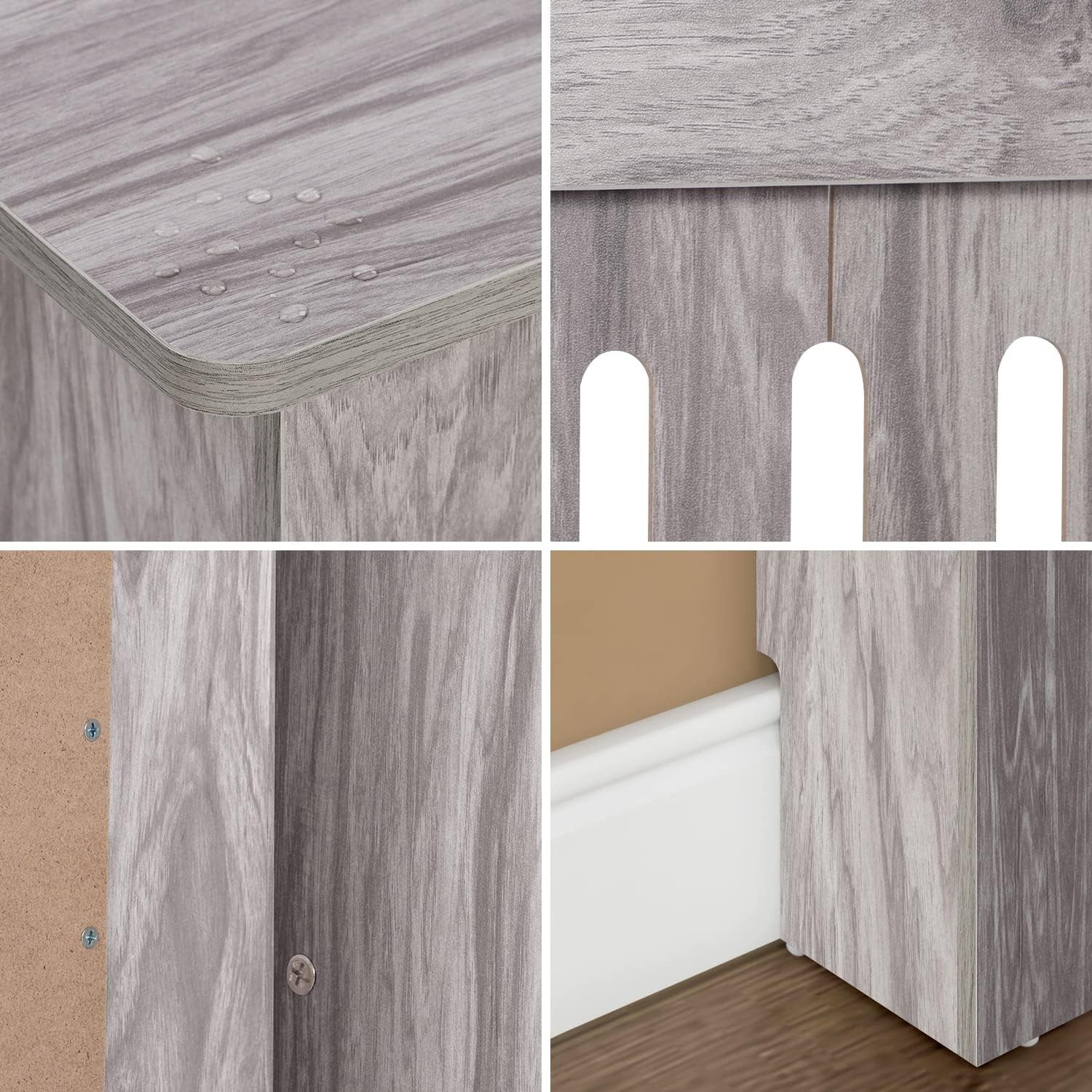 Small Grey Radiator Cover | Modern MDF Vertical Slatted Cabinet