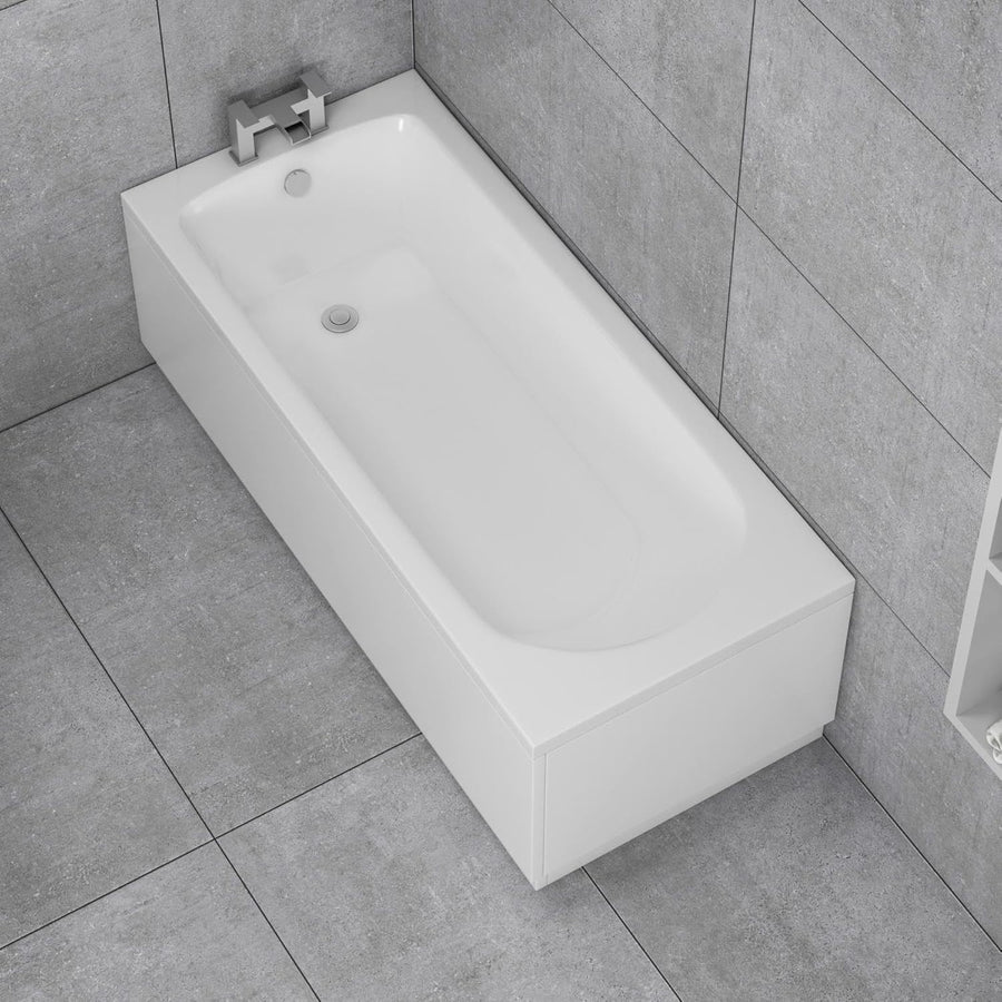 1600x700mm Designer Single Ended Acrylic Bath Tub White Curved Soaking Spa