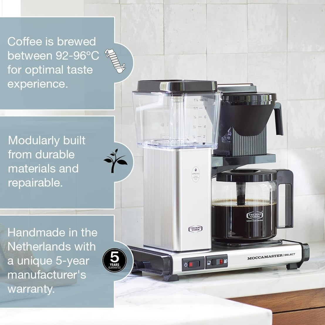 Premium Filter Coffee Machine 1.25L | Fast Brew Drip Maker with Glass Jug UK