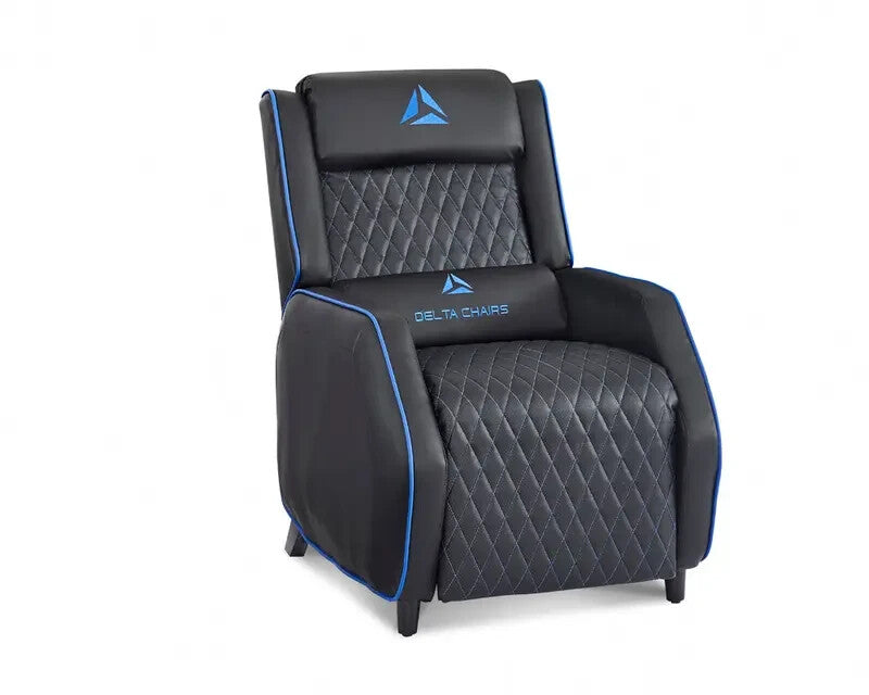Reclining Gaming Chair Faux Leather Armchair with Footrest Black Blue