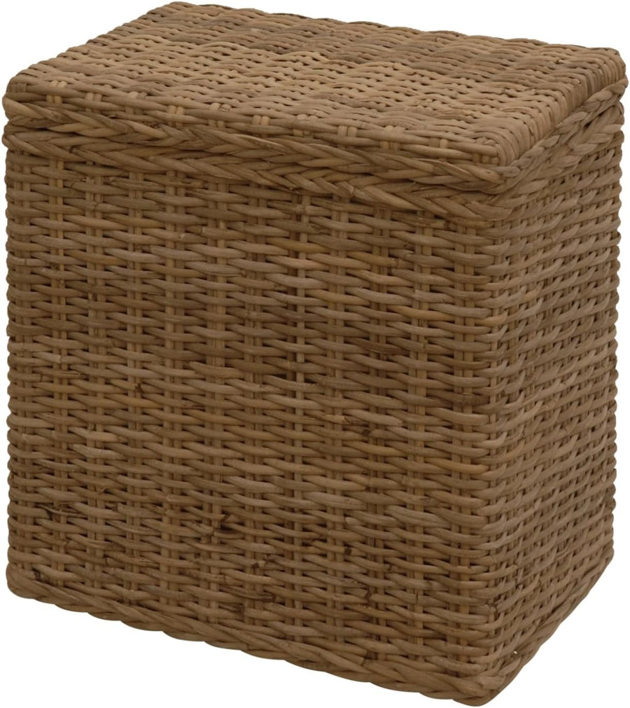 Real Rattan Laundry Basket with Lid & Liner 46x33x50cm Natural Brown