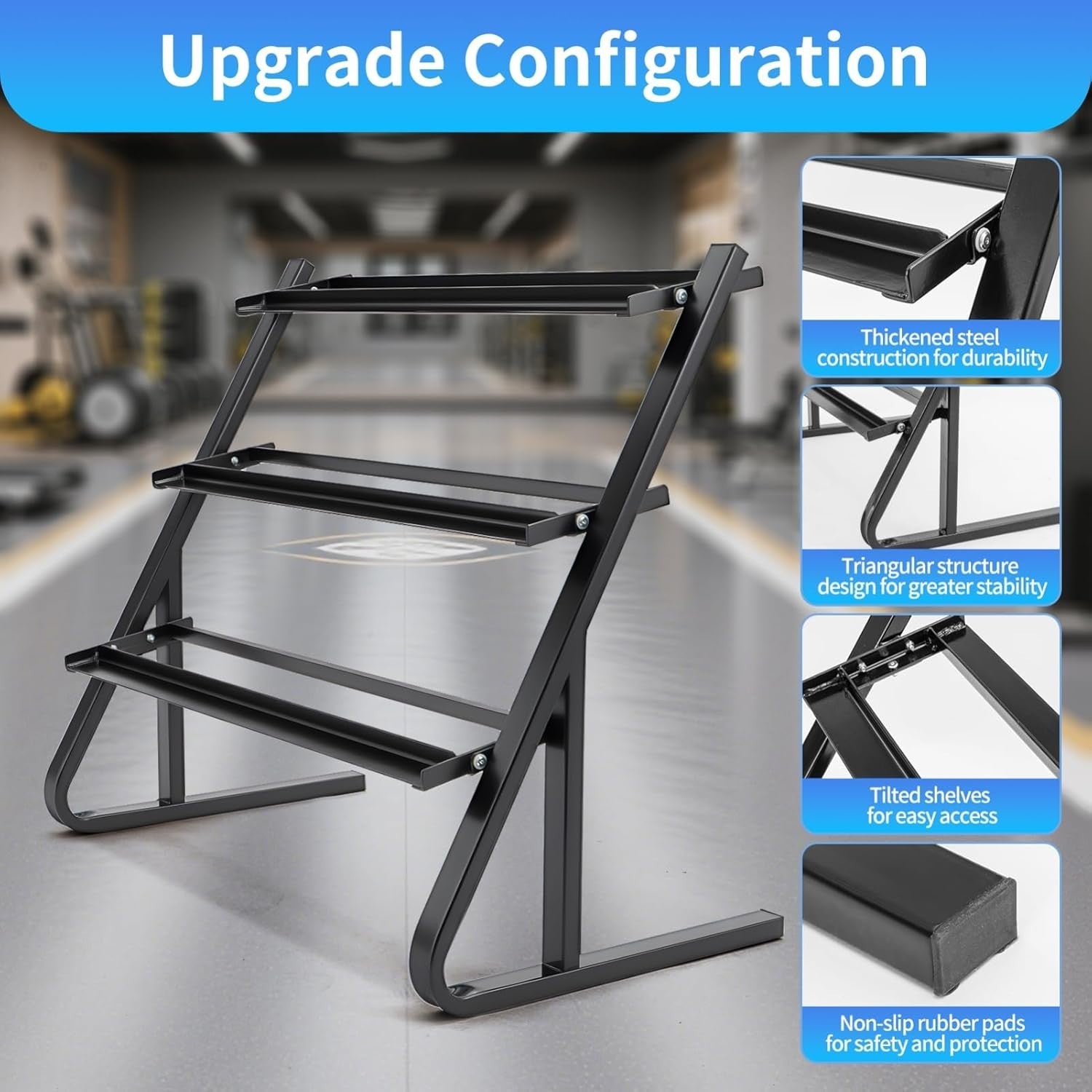 3 Tier Dumbbell Rack Heavy Duty 1100LB Capacity Space-Saving Stand