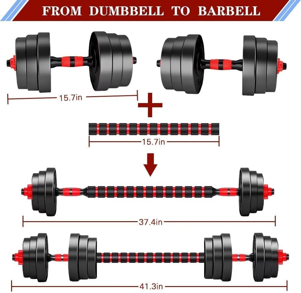 Adjustable Dumbbell Barbell 2 in 1 Weight Set Home Gym Free Weights