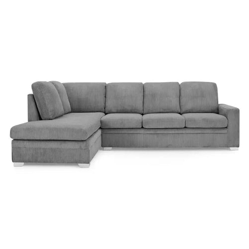 Left Hand Corner Sofa Dark Grey Jumbo Cord Chaise 4 Seater Deep Cushions
