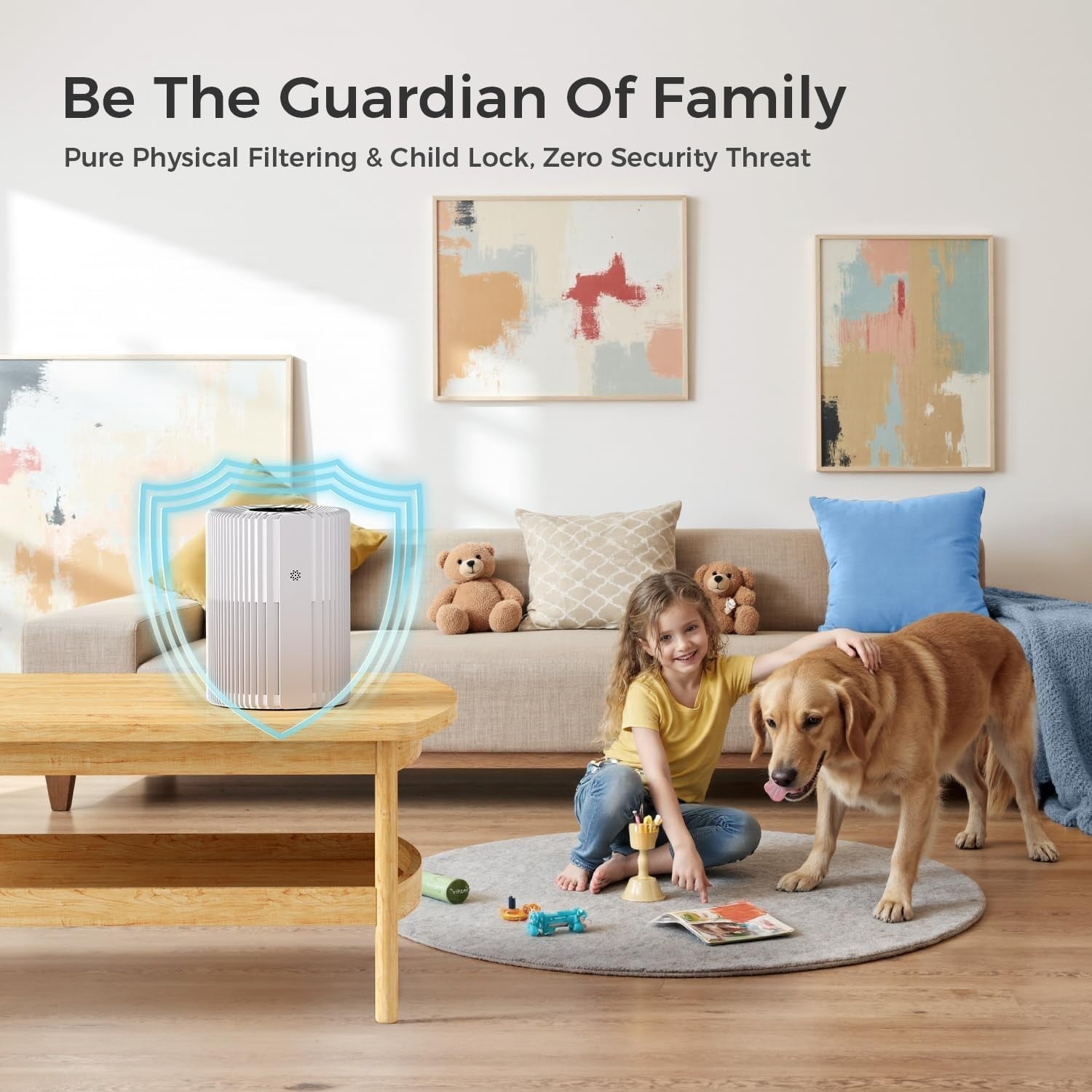 H13 HEPA Air Purifier 1095 Sq Ft Pet Hair Auto Mode Quiet Bedroom