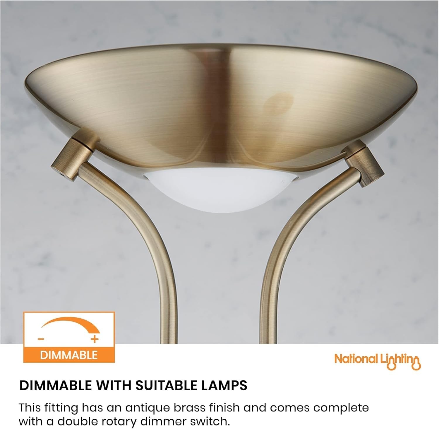 Tall Dimmable Floor Lamp with Reading Light Brass Finish 180cm Dual Head
