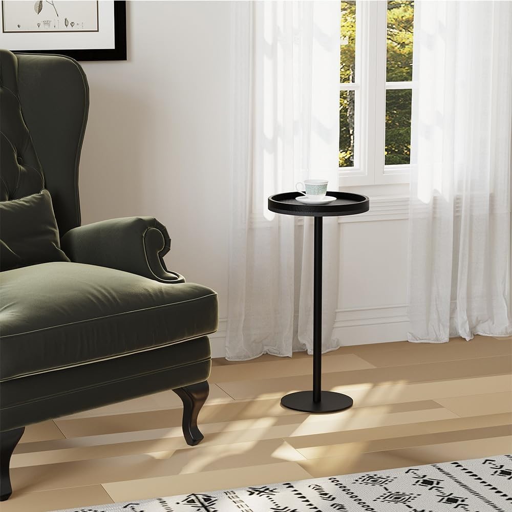 Small Round Coffee Table – 30x30x63cm Side Table for Living Room
