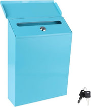Wall Mounted Iron Mailbox Blue – Secure Outdoor Post Box Modern Decorative