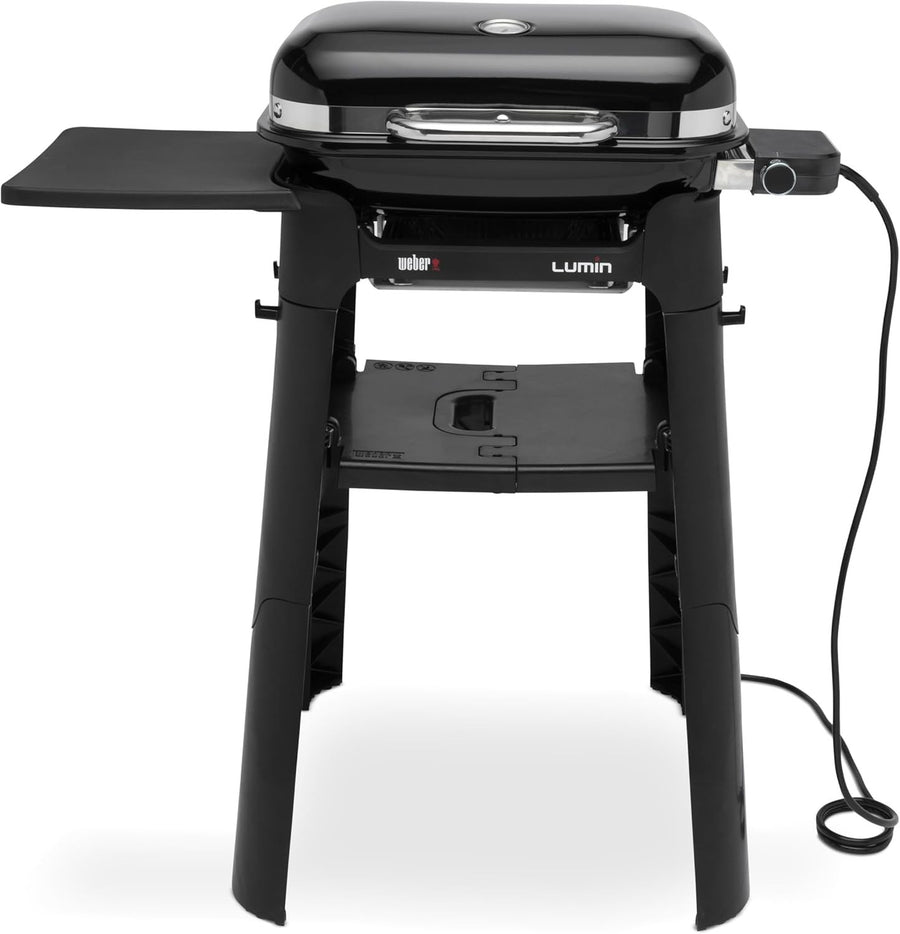 Portable Electric BBQ Grill with Stand High Heat Sear Smoke Steam Warm 43x32cm
