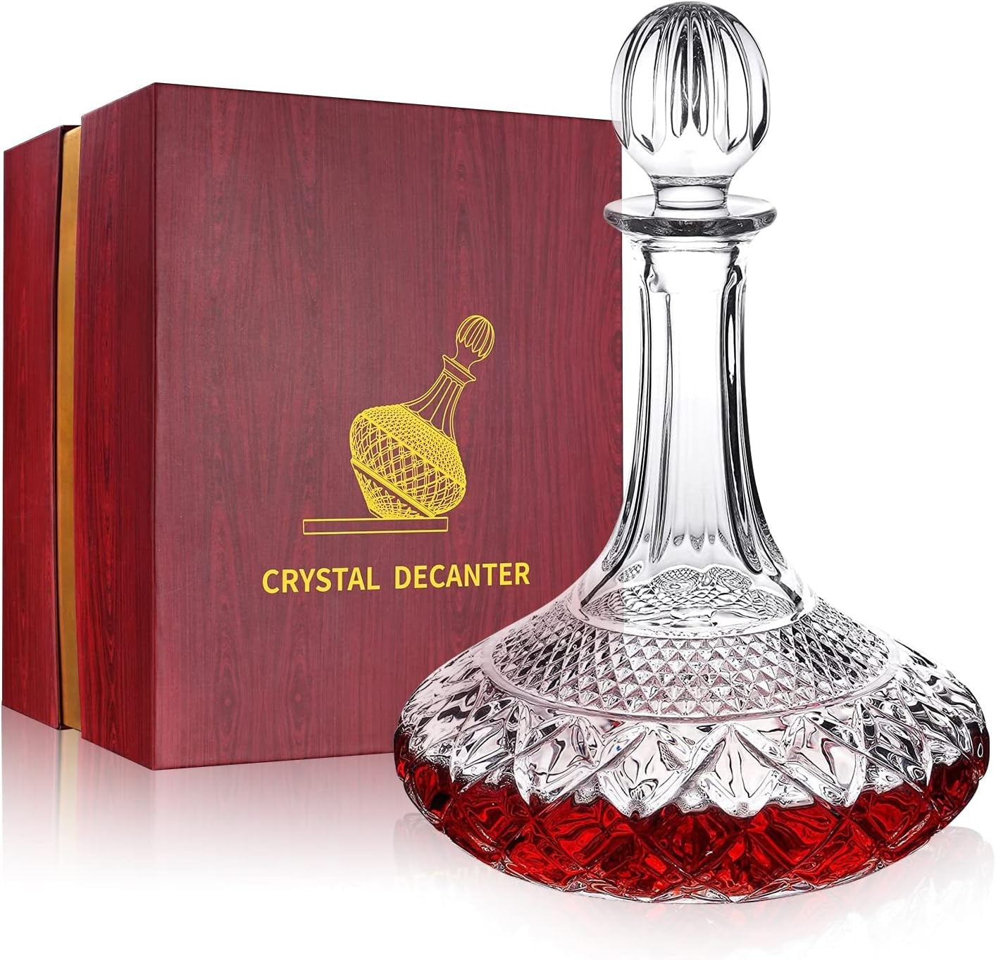 Crystal Wine Decanter 1.5L with Stopper & Luxury Gift Box – Elegant Carafe