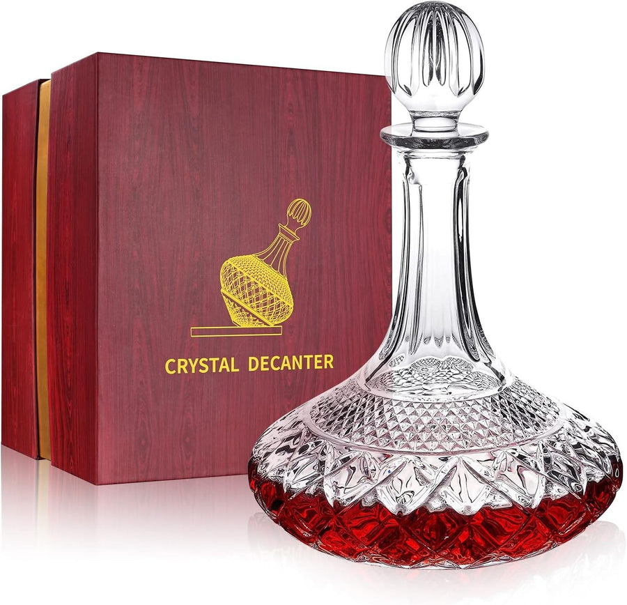 Crystal Wine Decanter 1.5L with Stopper & Luxury Gift Box – Elegant Carafe