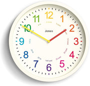 Kids Wall Clock 25cm Silent Quartz Cream Modern Colourful Number Nursery Clock