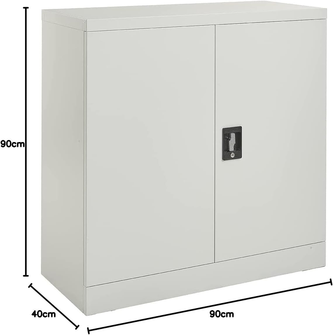 Metal Lockable Office Storage Cabinet with Adjustable Shelf, 90x90x40cm