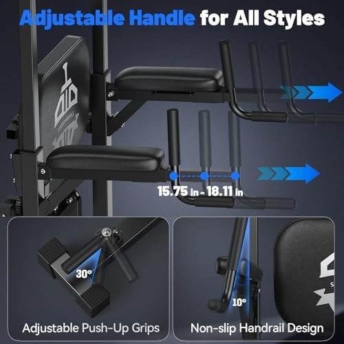 2-in-1 Assisted Pull Up Dip Station Home Gym Tower 400lbs Load Carbon Steel