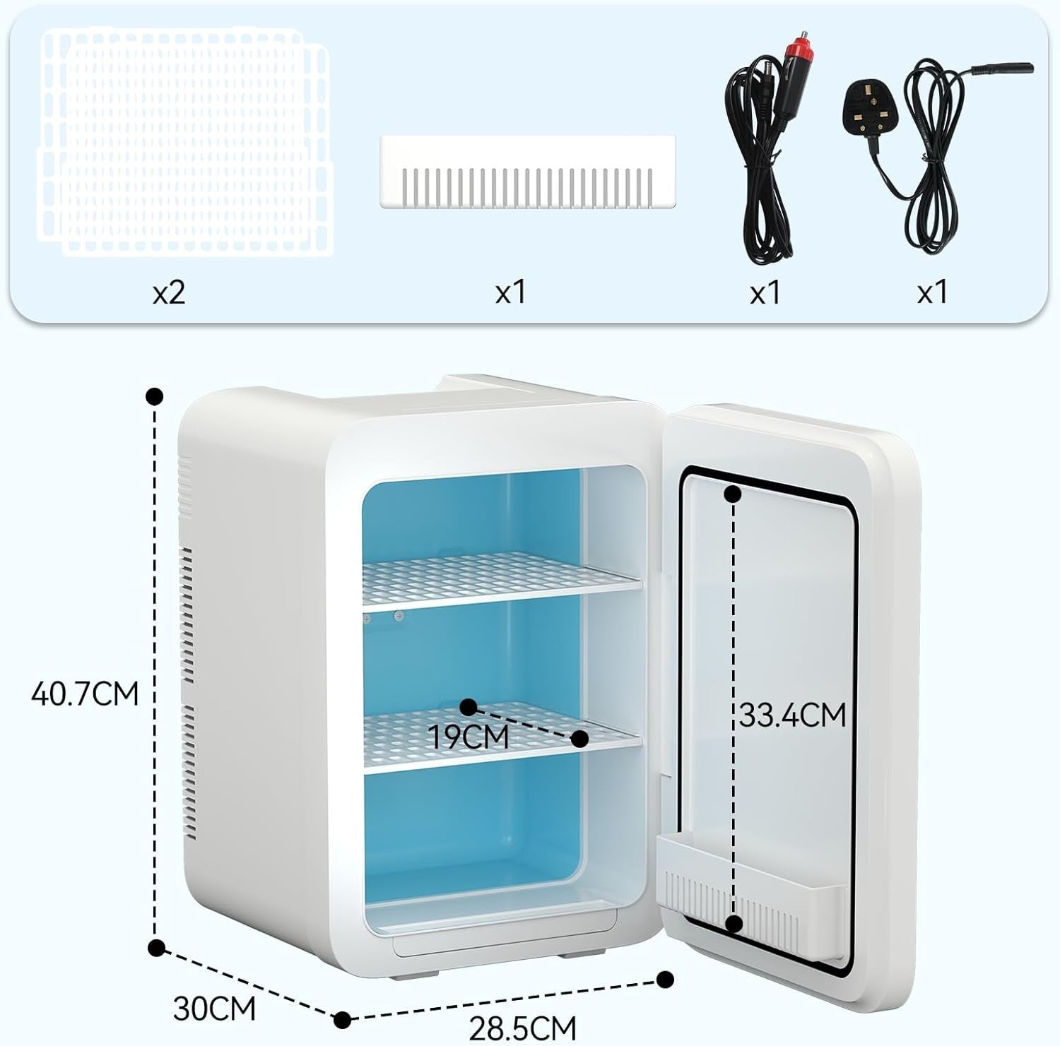 Portable 20L Mini Fridge Cooler Warmer AC DC White Home Car