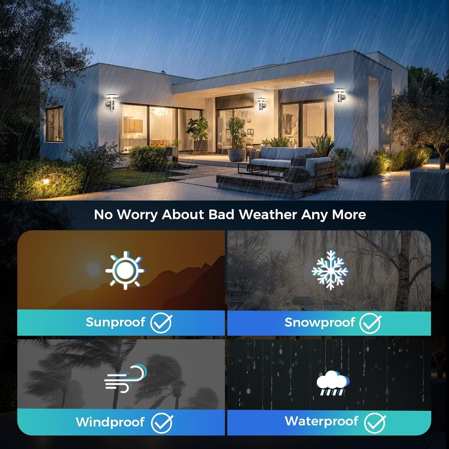 LED Outdoor Wall Lights PIR Sensor IP44 Waterproof Garden Porch Lamp