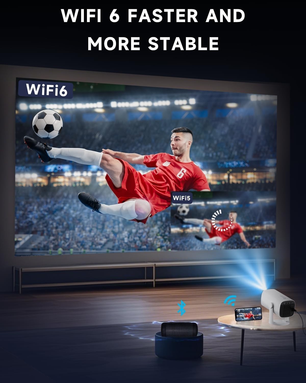 4K Mini Smart Projector WiFi 6 Bluetooth Android Auto Keystone 180°