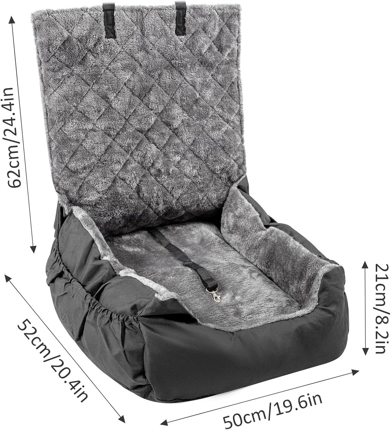 Dog Car Seat Booster Bed Travel Carrier Washable Safety Leash Black