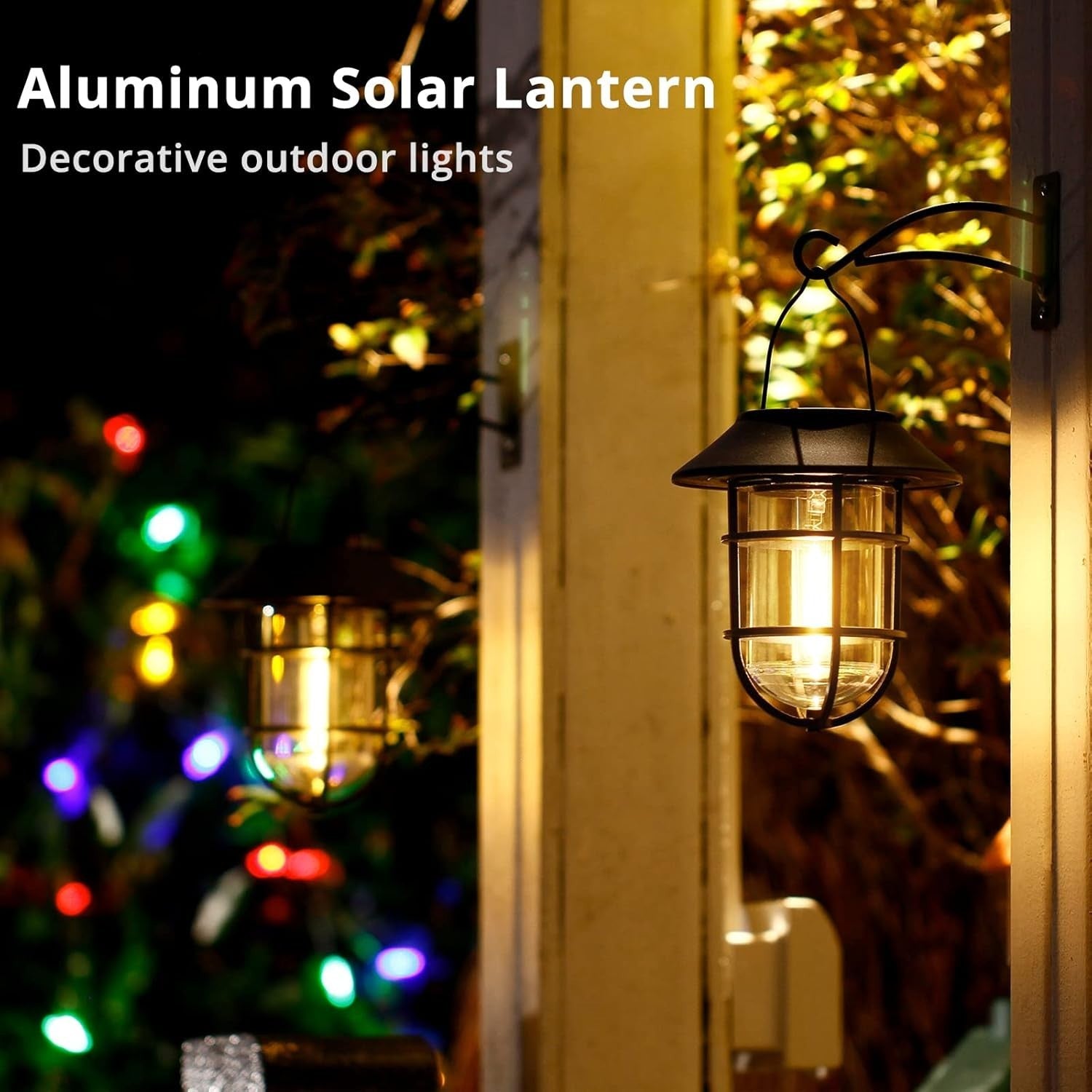 2 Pack Solar Wall Lanterns Outdoor Waterproof Black