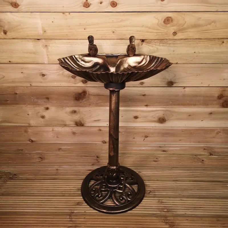 Bronze Garden Bird Bath Feeder Ornament w/ Sculptures – 81cm Tall Outdoor