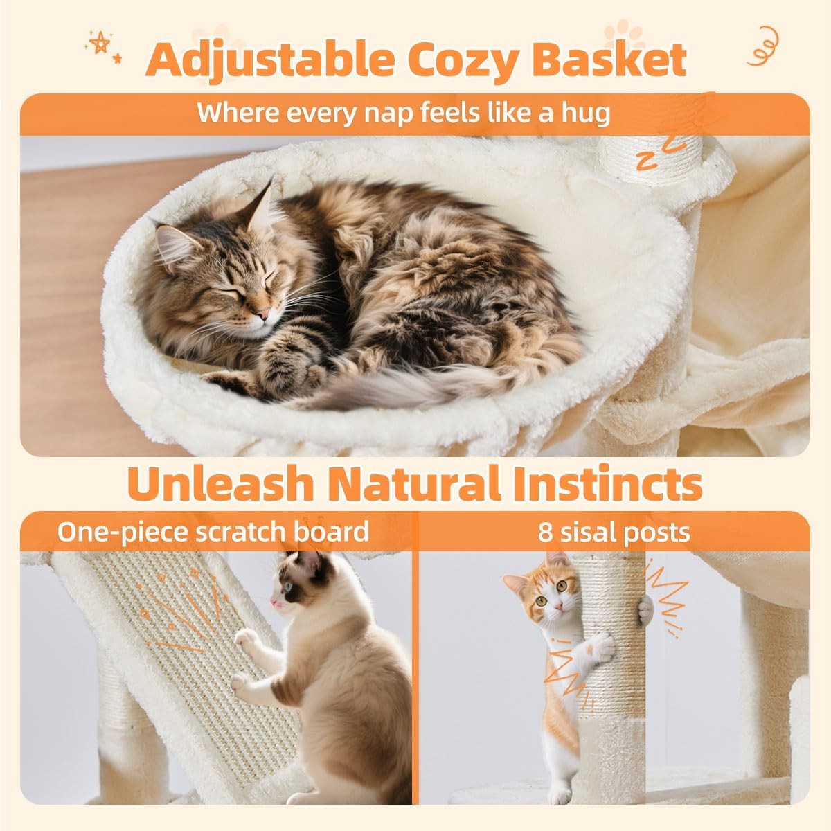 180cm Cat Tree Tower Large Multi Level Scratching Post Condo Hammock
