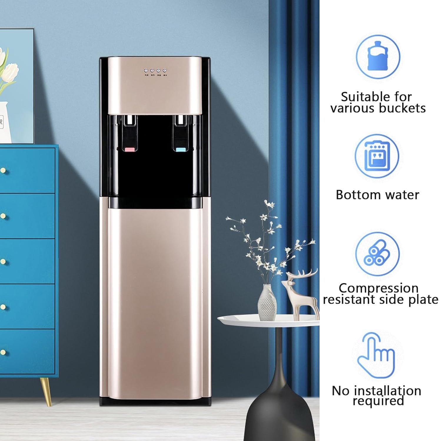 Hot Cold Water Cooler Dispenser Bottom Loading LED Indicator Home Office