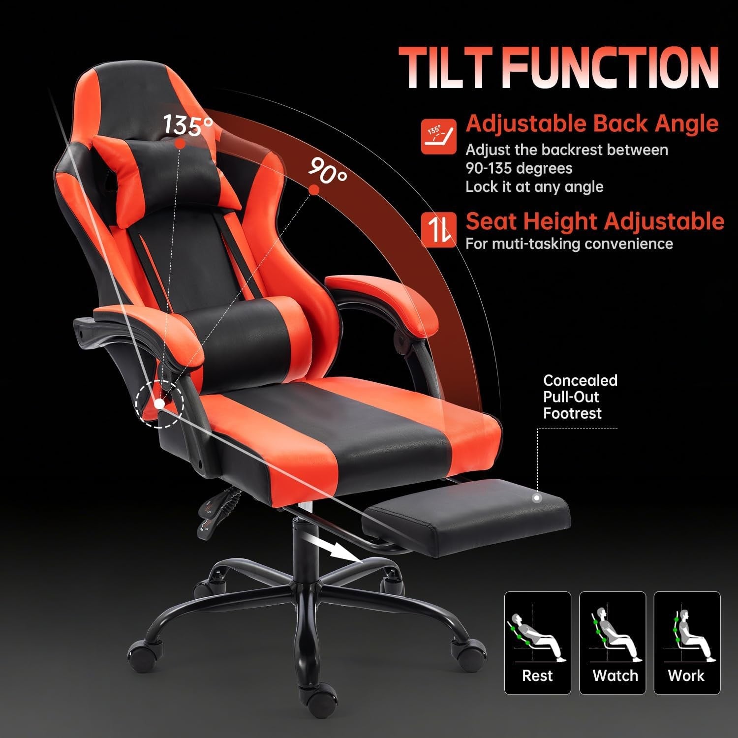 Ergonomic Gaming Chair Recliner Swivel Desk Chair Lumbar Support