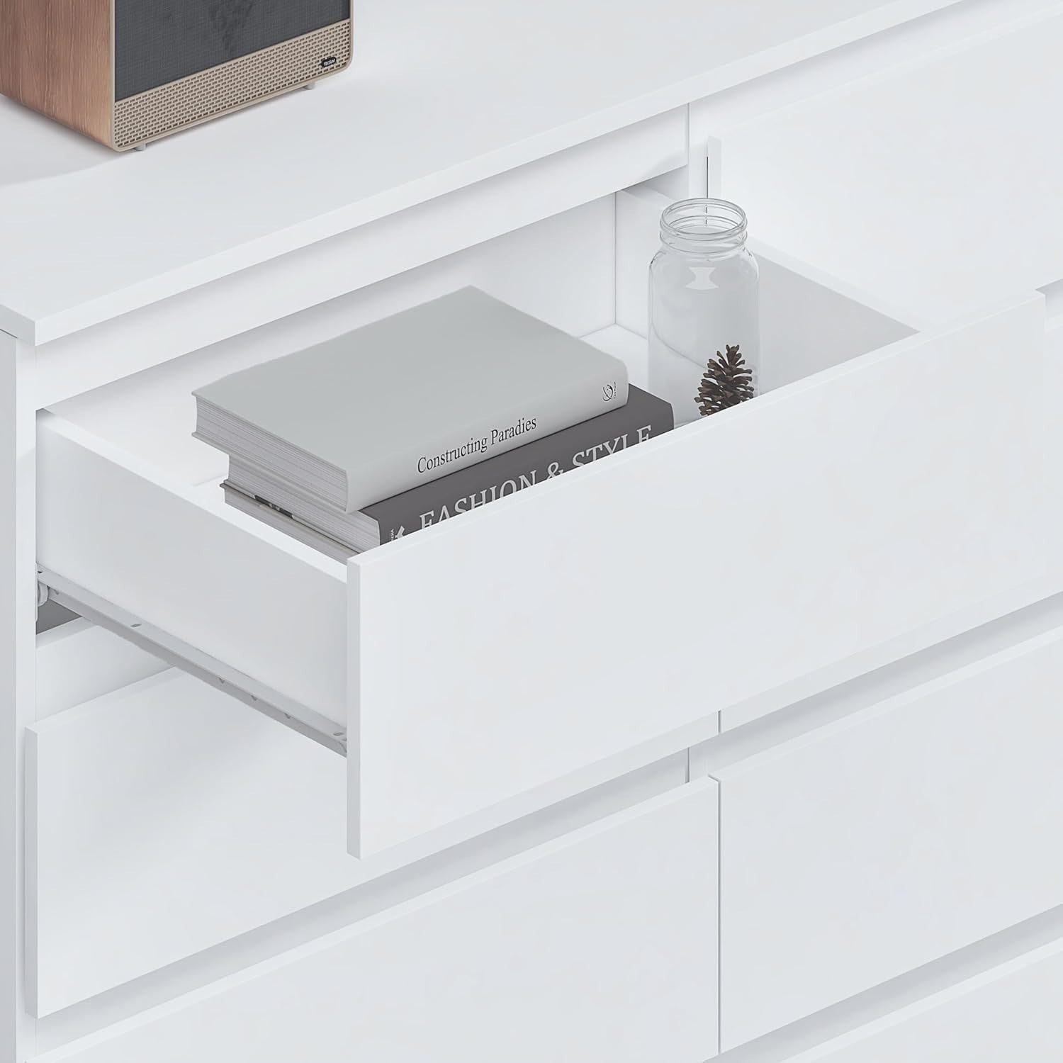 8 Drawer Chest Bedroom Storage Unit White Modern Deep Drawers Wood