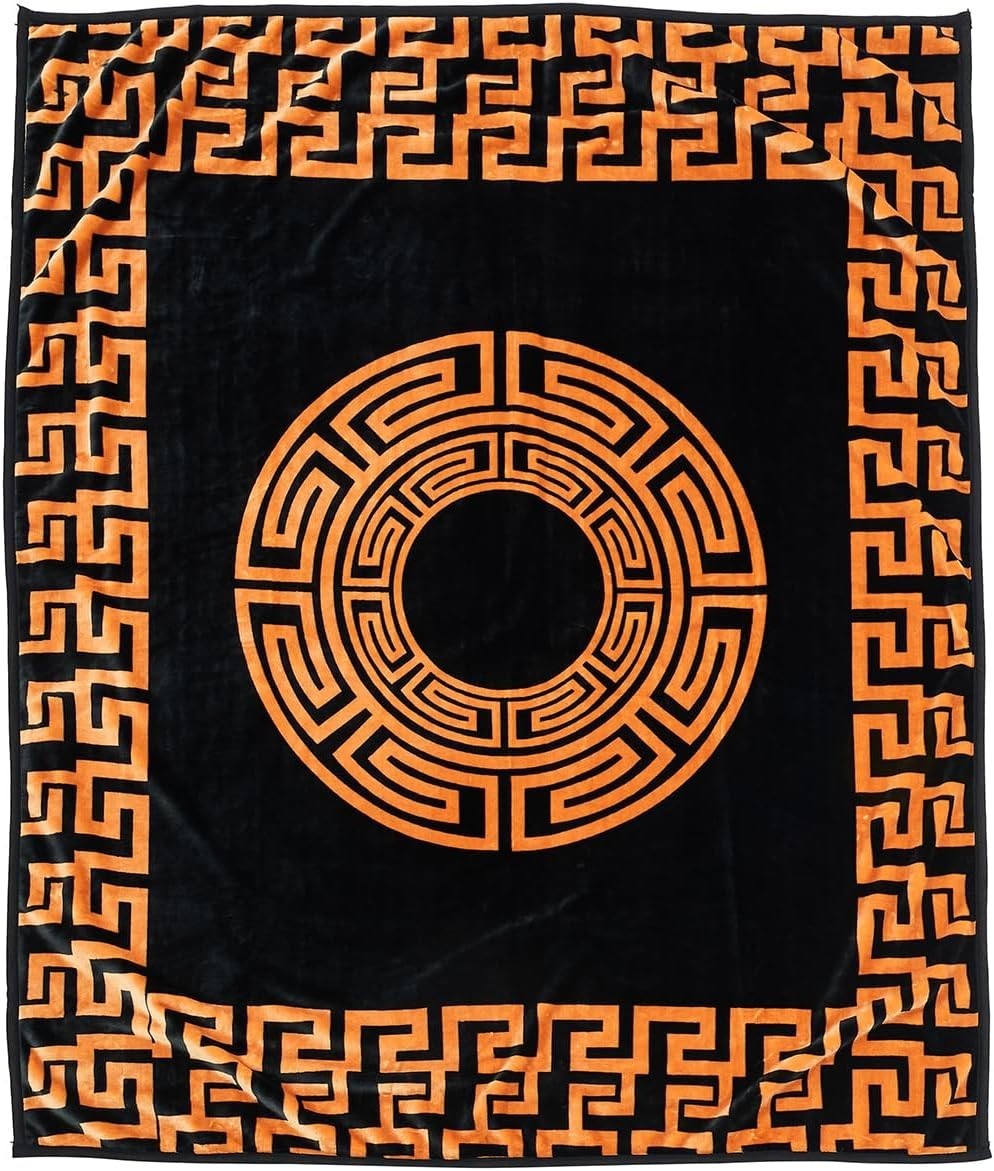 Greek Key 7kg Heavy Warm Sherpa Fleece Blanket 200x240cm King