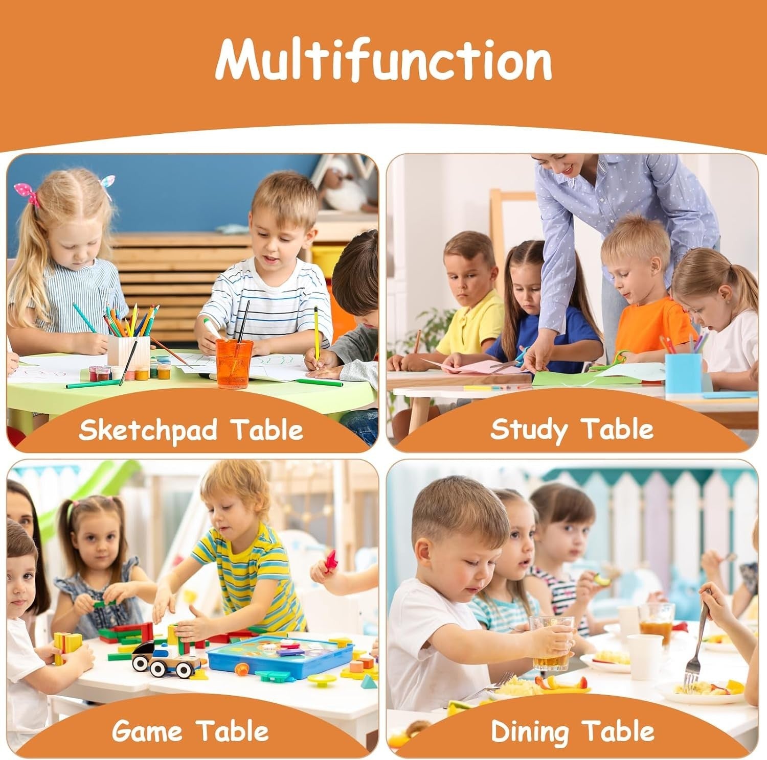 Adjustable Kids Table & 6 Chairs Set – Durable, Safe Plastic, Multi-Use Play.