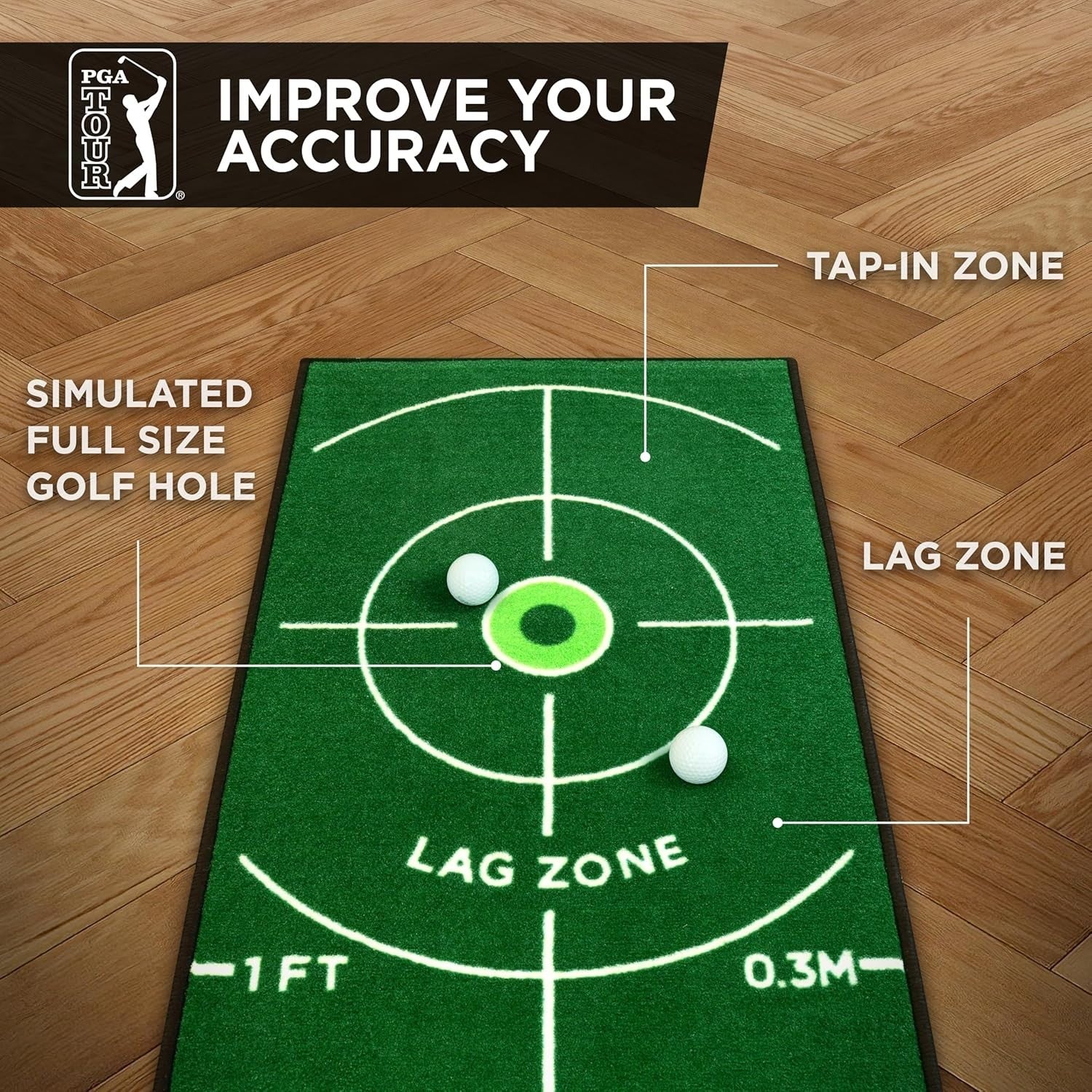 Indoor Golf Putting Mat 6ft Training Green Alignment Guides Home Practice