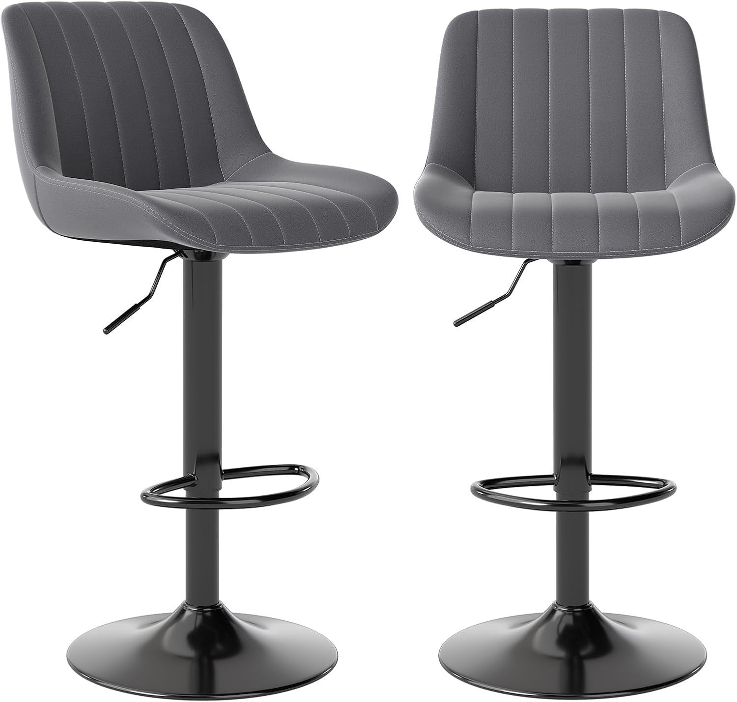 Adjustable Bar Stools Set of 2 Swivel PU Leather Counter Chairs