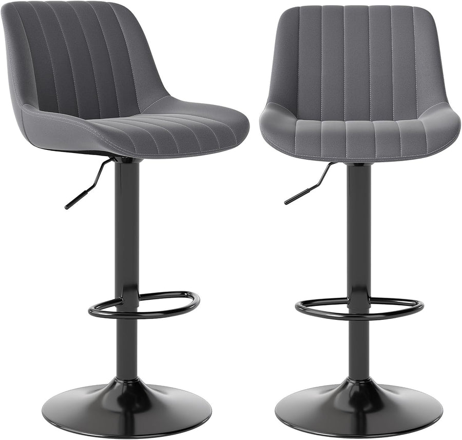 Adjustable Bar Stools Set of 2 Swivel PU Leather Counter Chairs