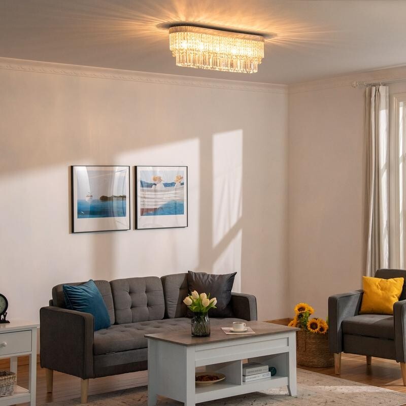 Modern 82cm Crystal Raindrop Chandelier Ceiling Light E14 5 Bulb Luxury Fixture