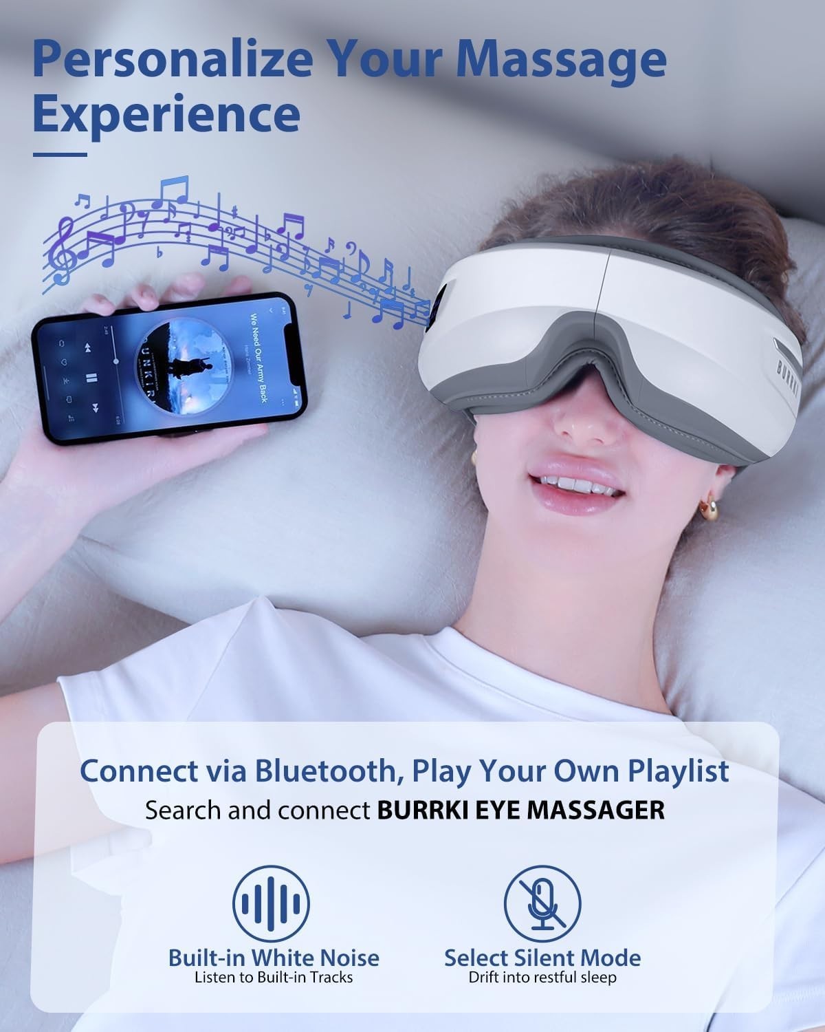 Heated Eye Massager Bluetooth Sleep Mask Migraine Strain Relief