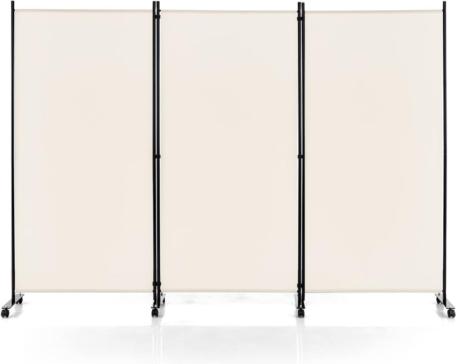 3-Panel White Folding Room Divider 260x30x180cm Privacy Screen Partition