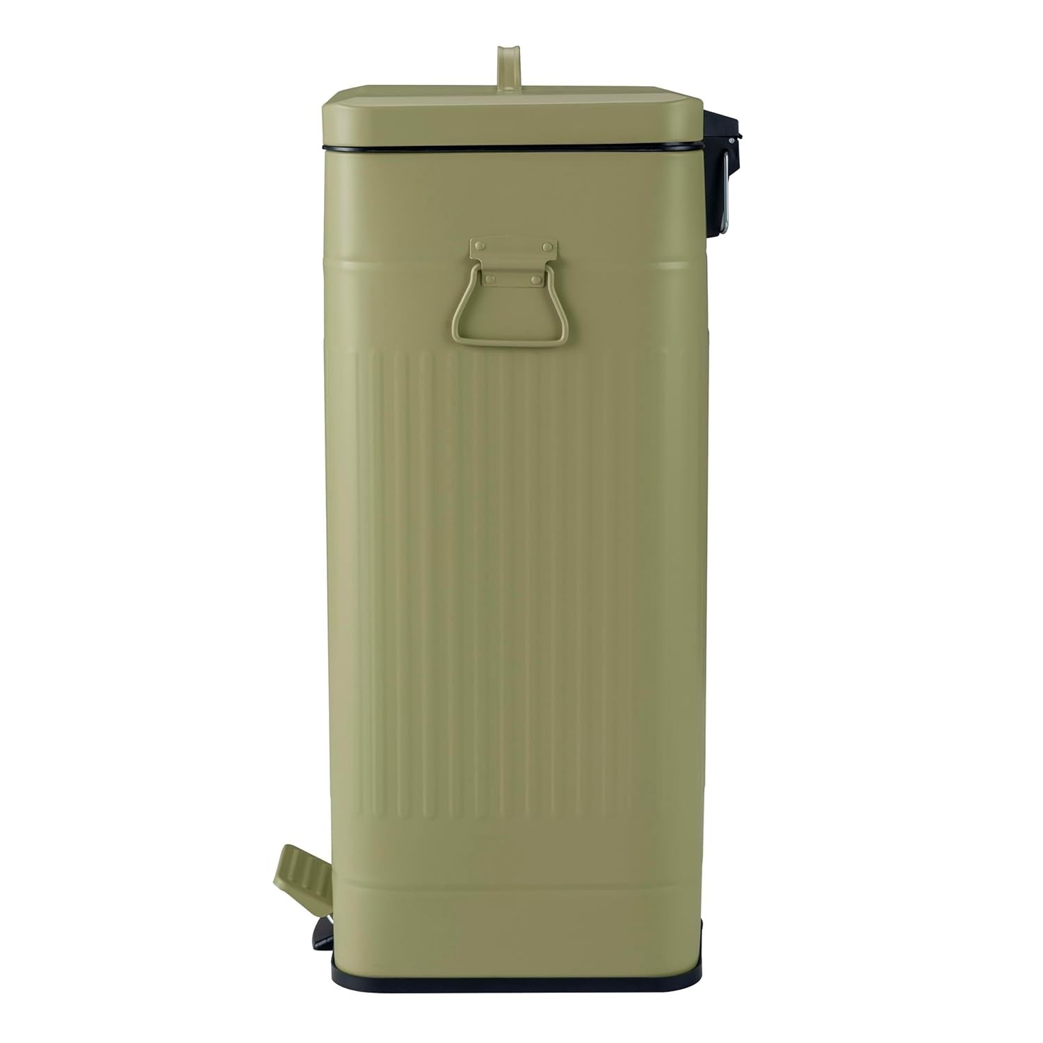 30L Kitchen Pedal Bin | Steel Retro Square Waste Can Sage Green