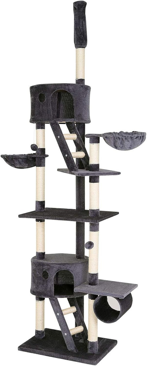 Floor to Ceiling Cat Tree 240–260cm Adjustable Scratching Activity Centre