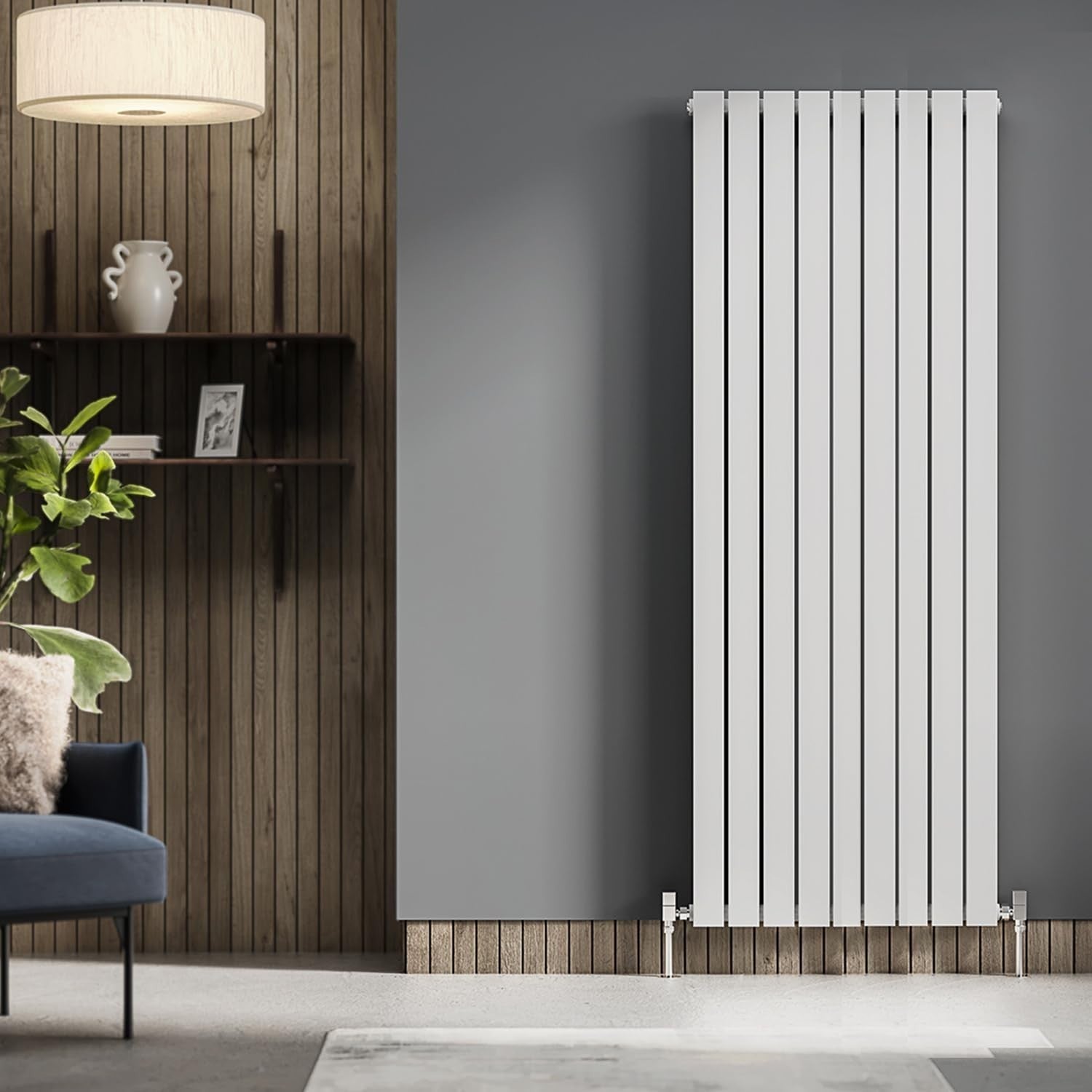 1200x612mm Vertical Double Panel Radiator White Wall Mounted Heating