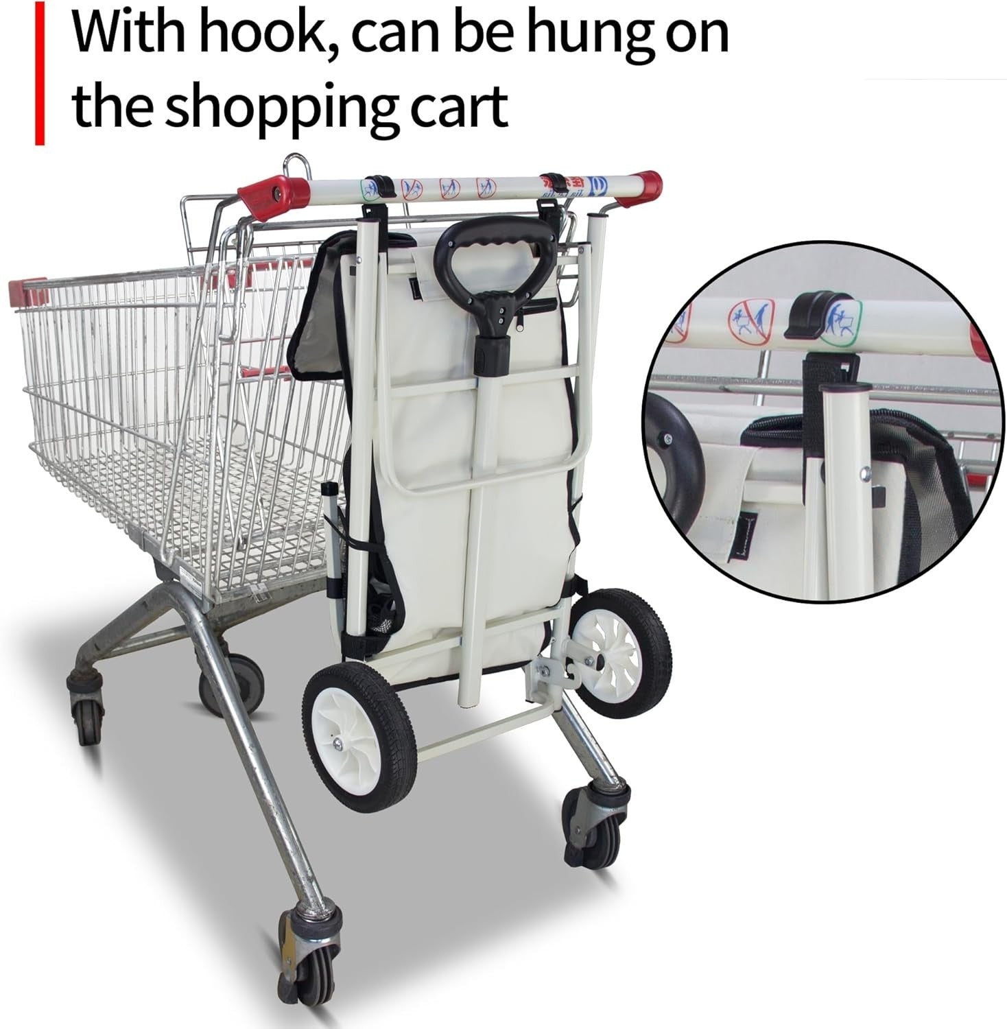 Foldable Shopping Trolley 45L Lightweight Cart w/ Insulated Bag & Wheels