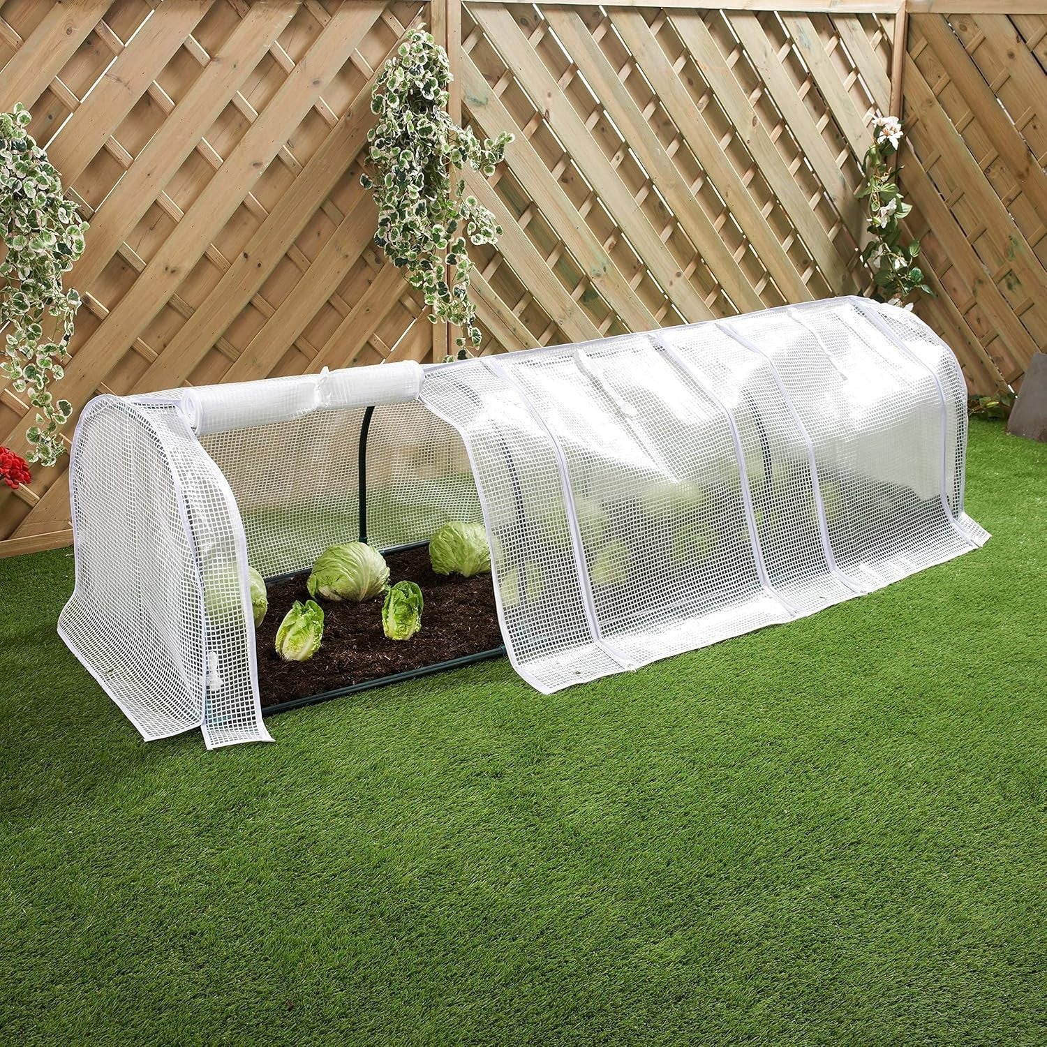 Polytunnel Greenhouse 3 Section with PE Mesh Cover & Steel Frame for Garden