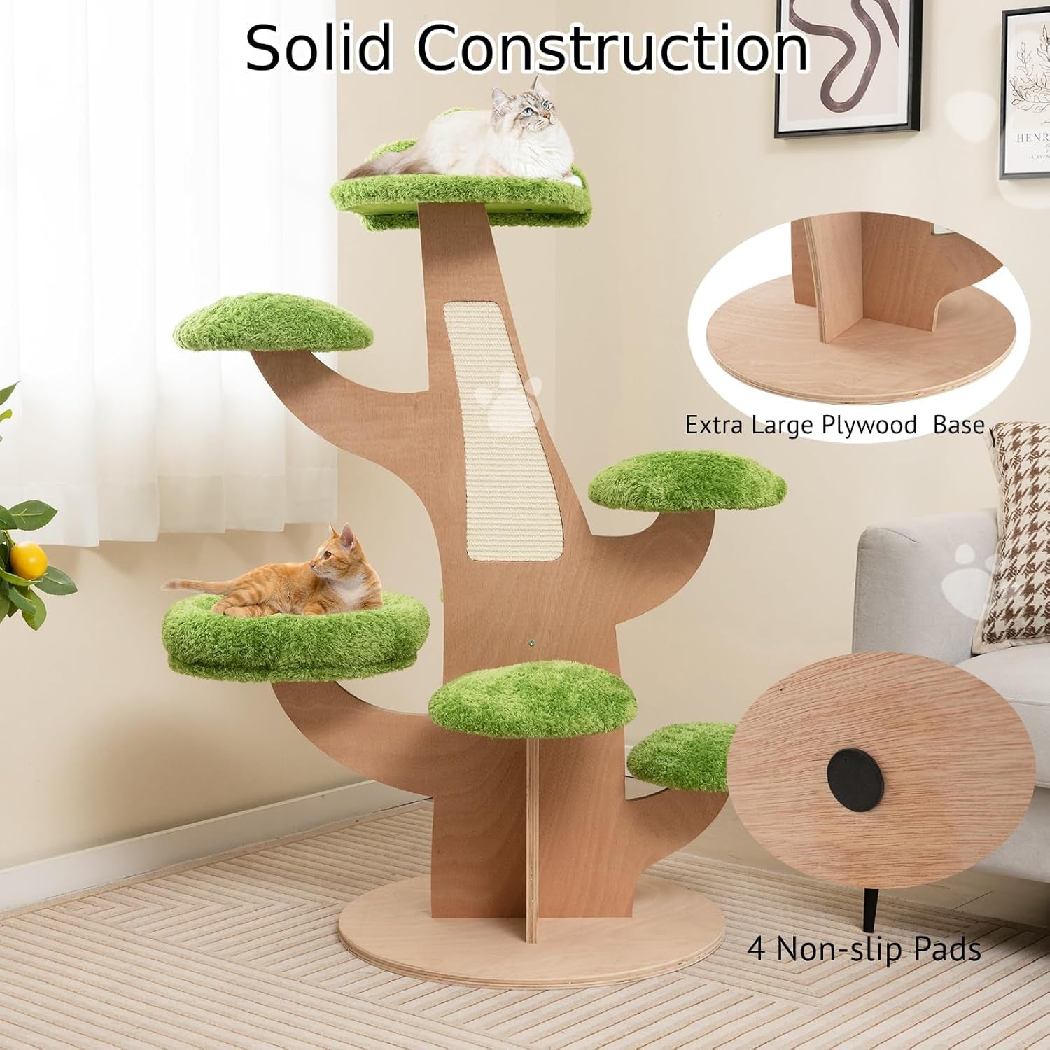 Multi Level Cat Tree Wooden Climbing Tower with Perches Scratching Board
