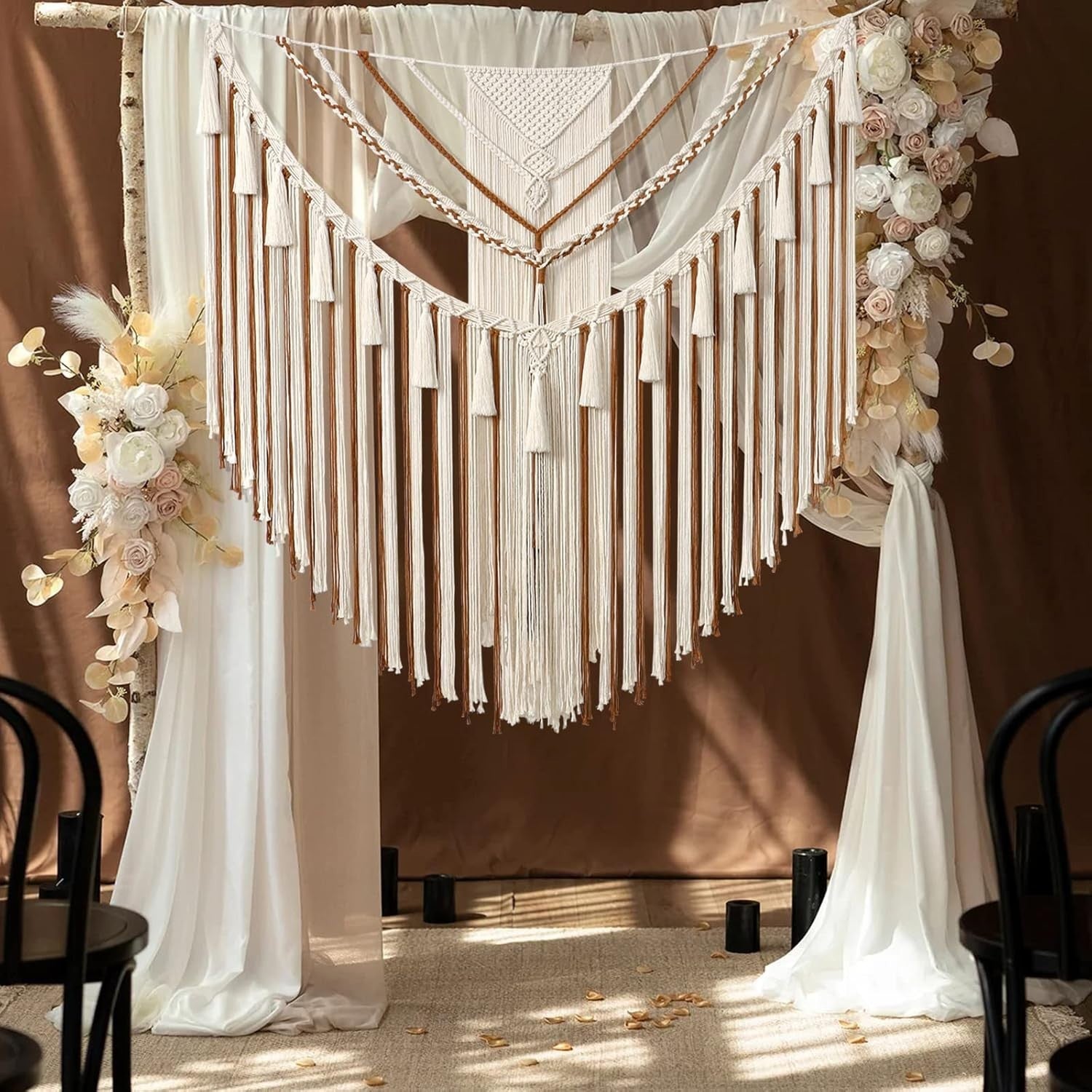 Large Boho Macrame Wall Hanging 43"x35" Geometric Woven Decor