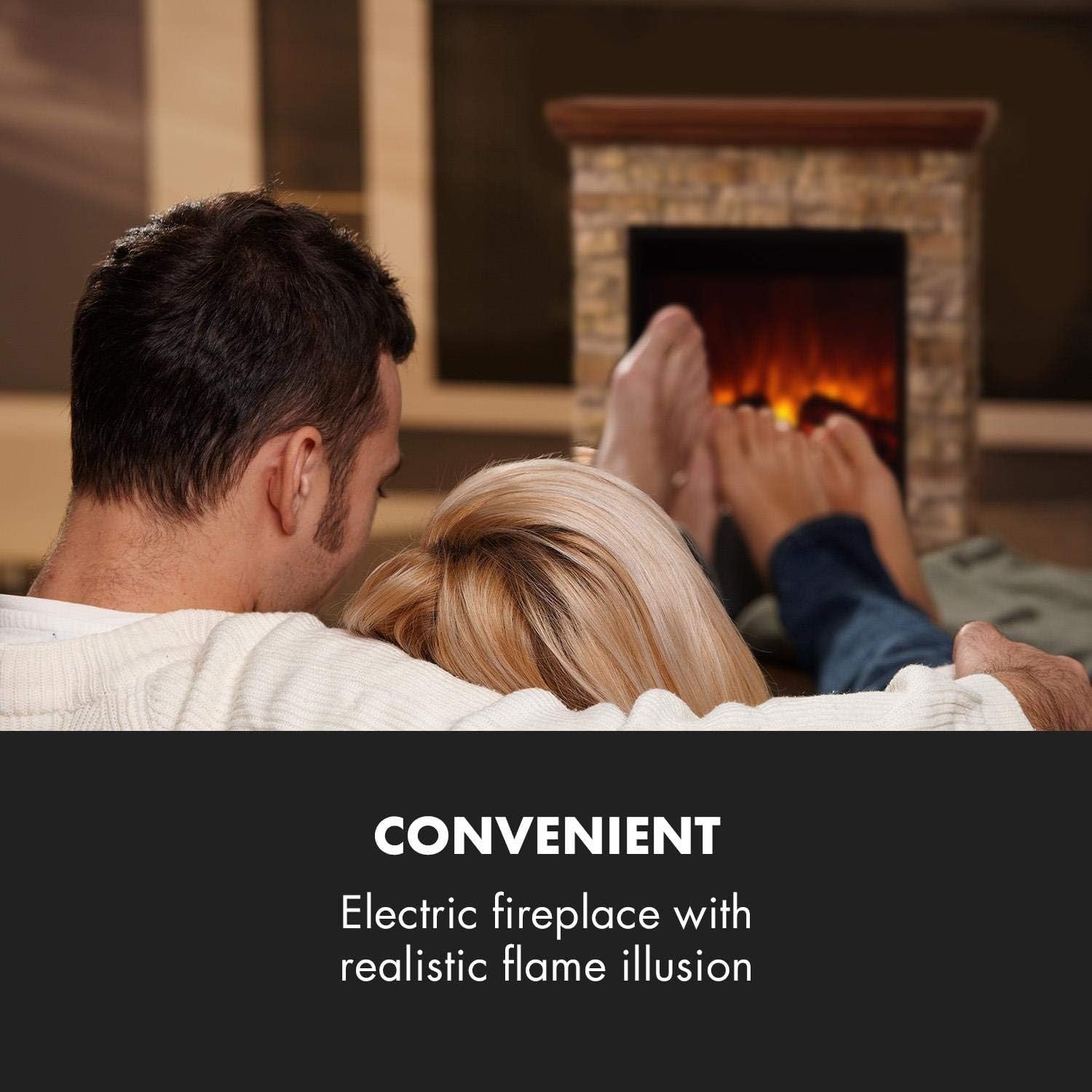 Electric Fireplace 1800W LED Flame Log Effect Heater with Remote Control