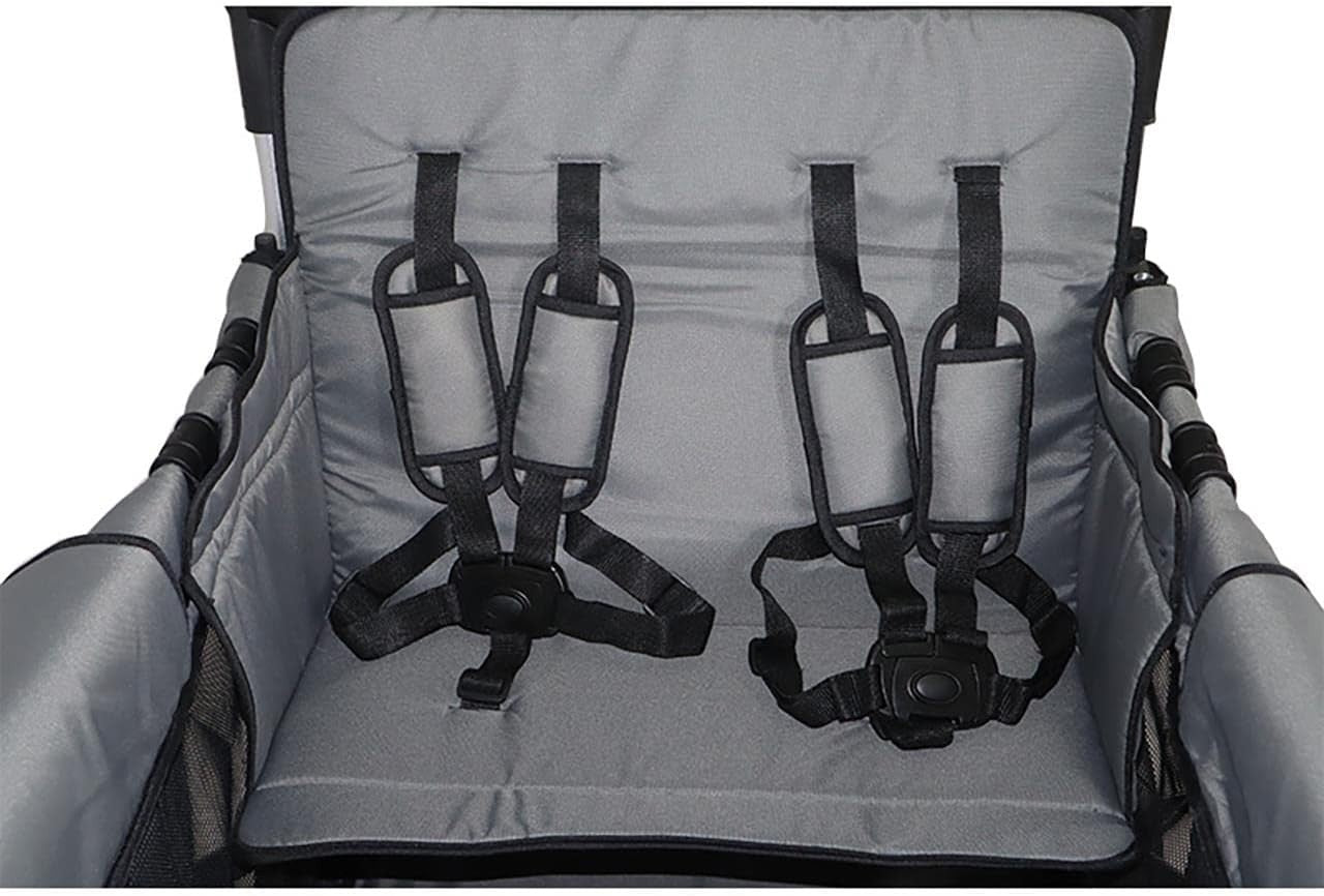 Grey XL 4-Seater All-Terrain Folding Kids Wagon with Canopy & Safety Belts